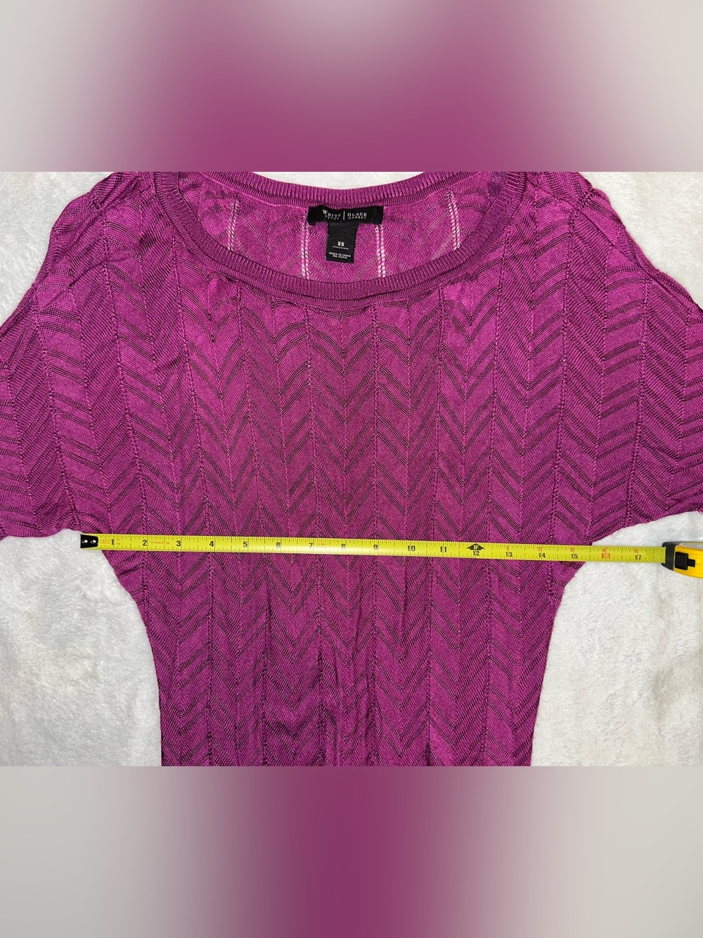 White House Black Market Chevron Knit Top in Magenta Size XS 3/4 Dolman Sleeves - Picture 10 of 13